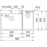 Мойка Franke Box Center BWX 220-54-27 TL, рабочий центр справа (127.0538.259)