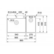 Мойка Franke Box Center BWX 220-54-27 TL, рабочий центр справа (127.0538.259)