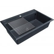 Мойка Paulmark Stepia 80+ролл-мат Step, графит/брашированная нерж. сталь