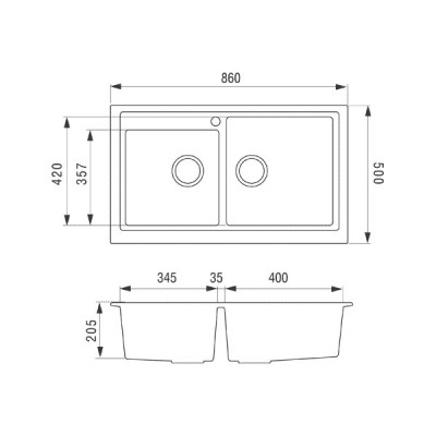 Мойка "Longran" Classic CLS860.500 20 - 10 Onyx Мойка "Longran" Classic CLS860.500 20 - 10 Onyx
