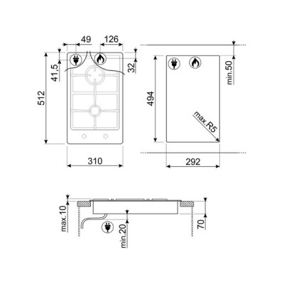 Варочная панель SMEG PGF32G газовая Варочная панель SMEG PGF32G газовая
