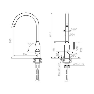Смеситель Kuchenstern TIDA нержавеющая сталь Смеситель Kuchenstern TIDA нержавеющая сталь