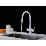 Смеситель Paulmark Salix Sa213419-431, белый матовый, белый шланг