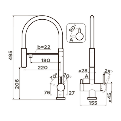 Смеситель Omoikiri Kanto-LG-BL латунь/светлое золото/черный (4994014) Смеситель Omoikiri Kanto-LG-BL латунь/светлое золото/черный (4994014)