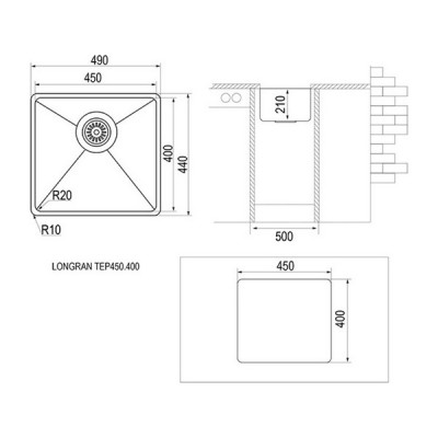 Мойка "Longran" Techno TEB450.400 -GT10P Мойка "Longran" Techno TEB450.400 -GT10P