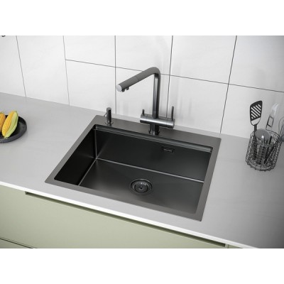 Мойка Paulmark Brim-pro PM705951-GM, вороненая сталь Мойка Paulmark Brim-pro PM705951-GM, вороненая сталь