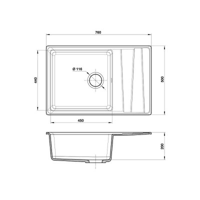 Мойка Granfest GF-LV-760L cерый Мойка Granfest GF-LV-760L cерый