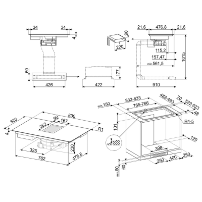 Варочная панель с встр. вытяжкой SMEG HOBD682D1 индукционная Варочная панель с встр. вытяжкой SMEG HOBD682D1 индукционная