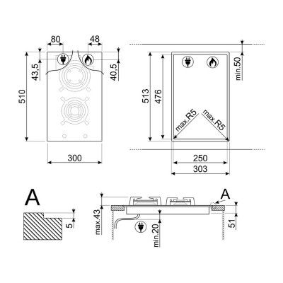 Варочная панель SMEG PV332CN газовая Варочная панель SMEG PV332CN газовая