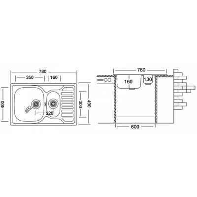 Мойка Ukinox Комфорт COP780.490 15GT8K 1R Мойка Ukinox Комфорт COP780.490 15GT8K 1R