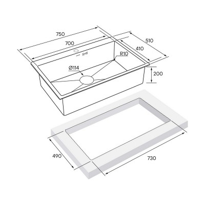 Мойка Paulmark Vast PM217551-GM, вороненая сталь Мойка Paulmark Vast PM217551-GM, вороненая сталь