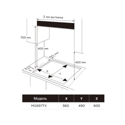Варочная панель Midea MG697TX газовая Варочная панель Midea MG697TX газовая