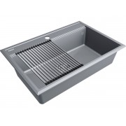 Мойка Paulmark Stepia 80+ролл-мат Step, серый металлик/брашированная нерж. сталь