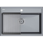 Мойка Paulmark Stepia 80+ролл-мат Step, серый металлик/брашированная нерж. сталь