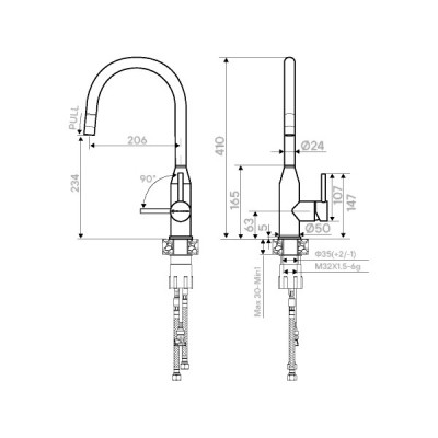 Смеситель Kuchenstern TIDA-S нержавеющая сталь Смеситель Kuchenstern TIDA-S нержавеющая сталь