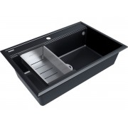 Мойка Paulmark Stepia 80+коландер Advance, черный металлик/брашированная нерж. сталь
