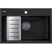 Мойка Paulmark Stepia 80+коландер Advance, черный металлик/брашированная нерж. сталь