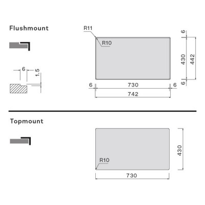 Мойка Falmec Como 70 (врезной монтаж) Мойка Falmec Como 70 (врезной монтаж)