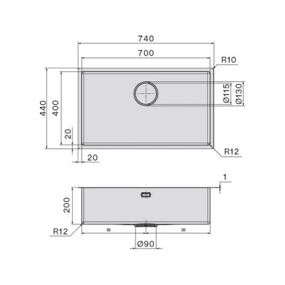 Мойка Falmec Como 70 (врезной монтаж) Мойка Falmec Como 70 (врезной монтаж)