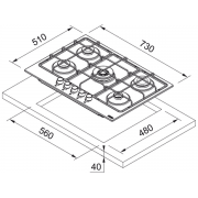 Варочная панель Franke FHSM 755 4G DC XS C (106.0554.394) газовая