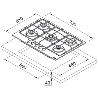 Варочная панель Franke FHSM 755 4G DC XS C (106.0554.394) газовая Варочная панель Franke FHSM 755 4G DC XS C (106.0554.394) газовая