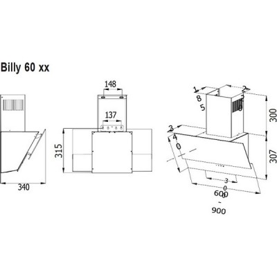 Вытяжка Evelux Billy 60 BG Вытяжка Evelux Billy 60 BG