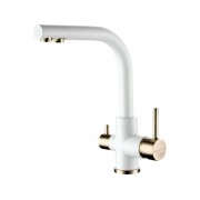 Смеситель Paulmark Essen Es213011-431BR, белый матовый-бронза