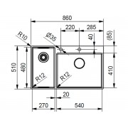Мойка Franke Box Center BWX 220-54-27 TL, рабочий центр слева (127.0538.260)