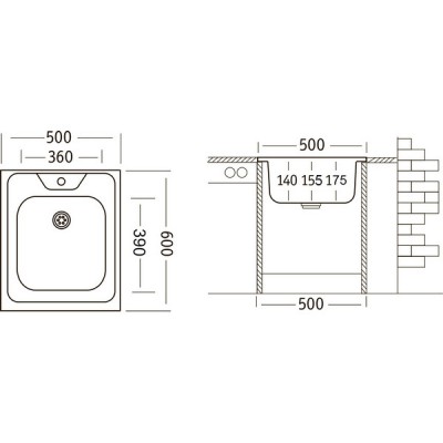 Мойка Ukinox Стандарт STD500.600 -5C 0C- Мойка Ukinox Стандарт STD500.600 -5C 0C-