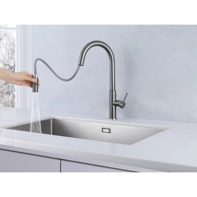 Смеситель Longran с выдв. лейкой LM2183 GunGrey Смеситель Longran с выдв. лейкой LM2183 GunGrey