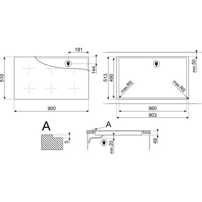 Варочная панель SMEG SIM1964DG индукционная Варочная панель SMEG SIM1964DG индукционная