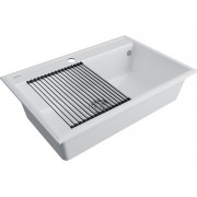 Мойка Paulmark Stepia 80+ролл-мат Step, белый/брашированная нерж. сталь