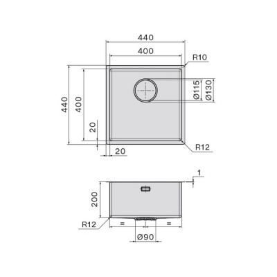 Мойка Falmec Como 40 (врезной монтаж) Мойка Falmec Como 40 (врезной монтаж)
