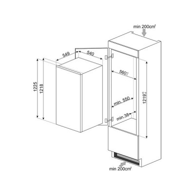 Холодильник Smeg S4C122E встраиваемый Холодильник Smeg S4C122E встраиваемый