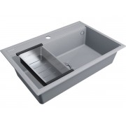 Мойка Paulmark Stepia 80+коландер Advance, серый дым/брашированная нерж. сталь