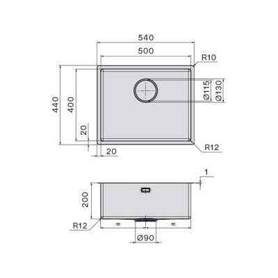 Мойка Falmec Como 50 (врезной монтаж) Мойка Falmec Como 50 (врезной монтаж)