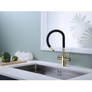 Смеситель Paulmark Salix Sa213419-G, золото, черный шланг