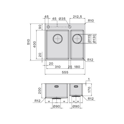 Мойка Falmec Garda 31+18 Мойка Falmec Garda 31+18