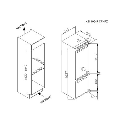 Холодильник Korting KSI 19547 CFNFZ встраиваемый Холодильник Korting KSI 19547 CFNFZ встраиваемый