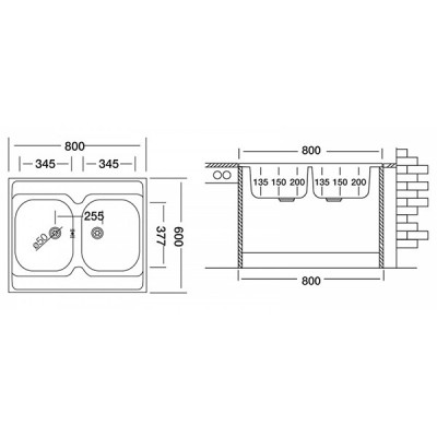 Мойка Ukinox Стандарт STD800.600 20-6C 3C- Мойка Ukinox Стандарт STD800.600 20-6C 3C-