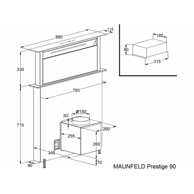 Вытяжка MAUNFELD Prestige 90 нержавеющая сталь Вытяжка MAUNFELD Prestige 90 нержавеющая сталь