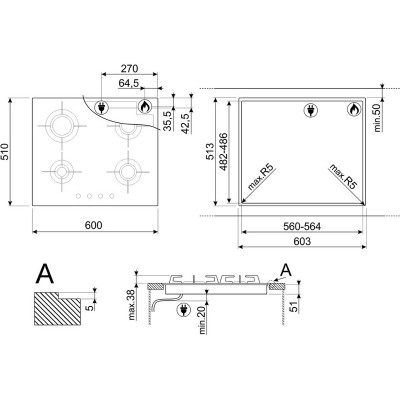Варочная панель SMEG PVL664CN газовая Варочная панель SMEG PVL664CN газовая