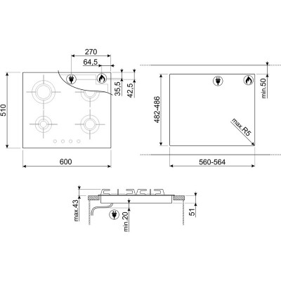 Варочная панель SMEG PVL664CN газовая Варочная панель SMEG PVL664CN газовая