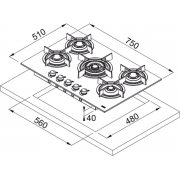 Варочная панель Franke FHCR 755 4G TC HE BK (106.0374.283) газовая
