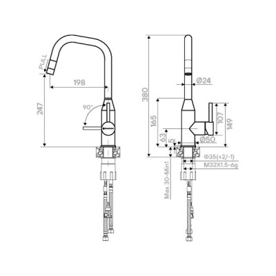 Смеситель Kuchenstern FILA-S нержавеющая сталь Смеситель Kuchenstern FILA-S нержавеющая сталь
