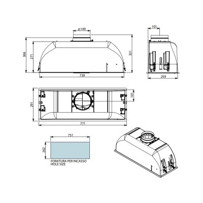 Вытяжка Falmec GRUPPO INCASSO MURANO 70 BLACK Вытяжка Falmec GRUPPO INCASSO MURANO 70 BLACK