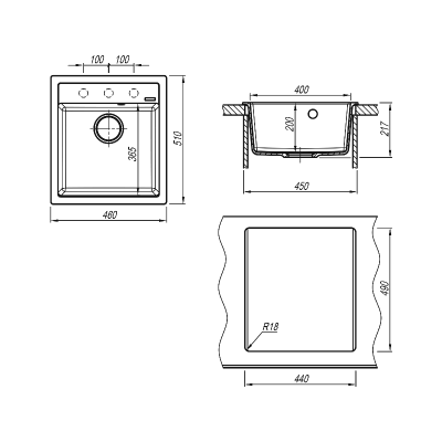 Мойка Florentina Липси 460 серый шелк Мойка Florentina Липси 460 серый шелк
