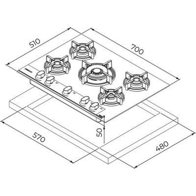 Варочная панель Teka GBC 75-G1 GBN MATT BLACK (112570220) газовая Варочная панель Teka GBC 75-G1 GBN MATT BLACK (112570220) газовая
