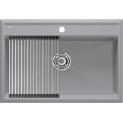 Мойка Paulmark Stepia 80+ролл-мат Step, серый дым/брашированная нерж. сталь