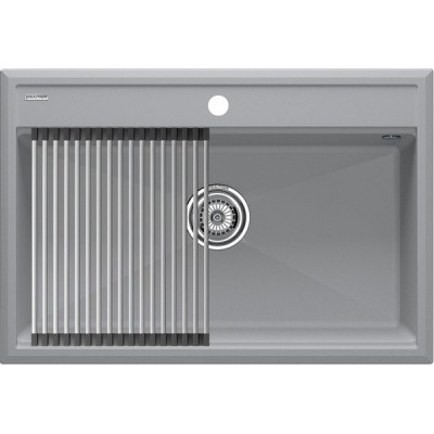 Мойка Paulmark Stepia 80+ролл-мат Step, серый дым/брашированная нерж. сталь Мойка Paulmark Stepia 80+ролл-мат Step, серый дым/брашированная нерж. сталь